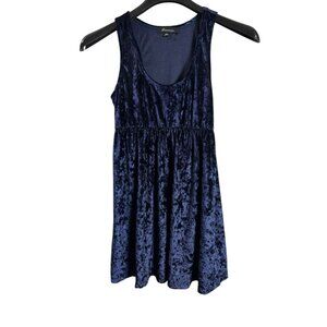 Forever 21 Womens Blue Velvet Mini Dress Fit & Flare Scoop Neck Sleeveless Size